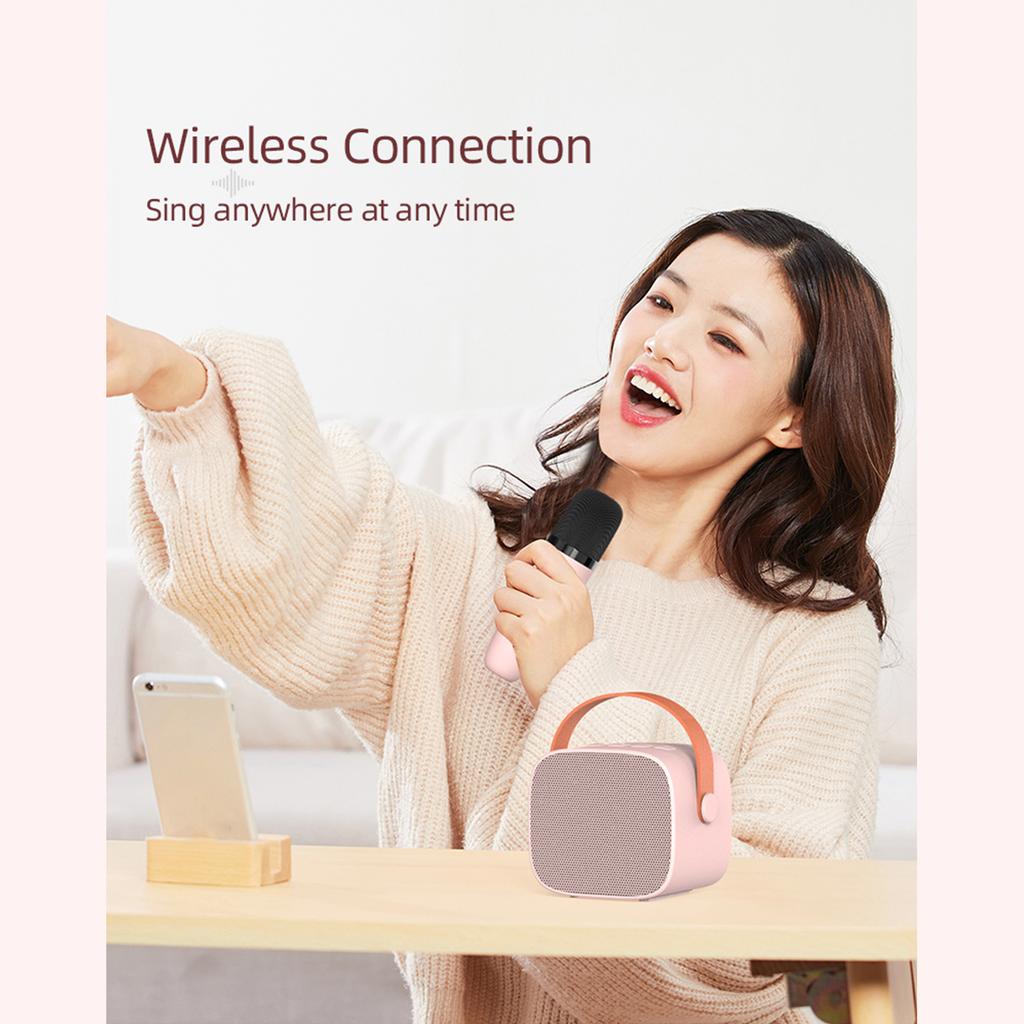 Мини-караоке-динамик BT для караоке с беспроводными микрофонами для домашней вечеринки для взрослых и детей