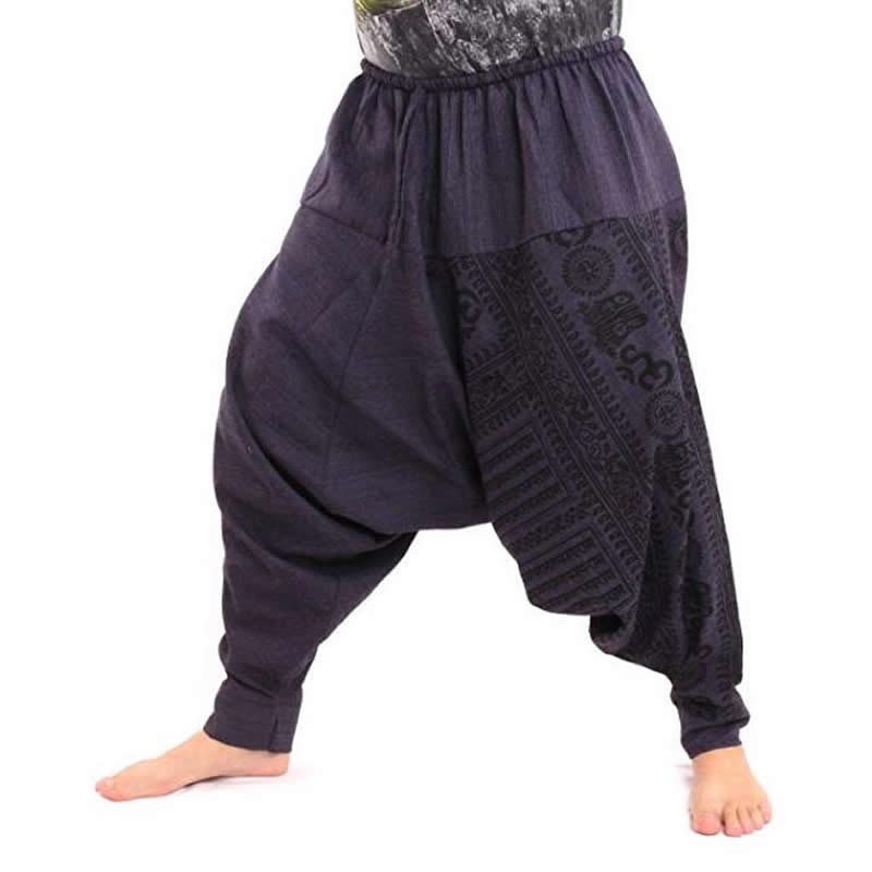 Мужские брюки-шаровары в стиле хип-хоп, мешковатые бегуны с промежностью, большие размеры, Boho Gypsy Aladdin, летние богемные брюки с широкими штанинами в Непале, повседневные брюки
