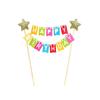 Happy Birthday Star Cake Decoration Set: Non-Woven Fabric Banner & Toothpick Inserts