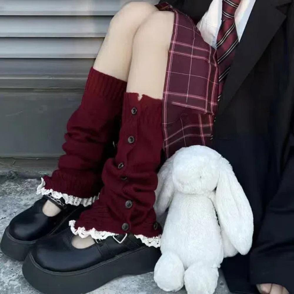 Лолита JK вязаный чехол для ног Harajuku длинные чулки-трубы мода Y2K гетры для девочек