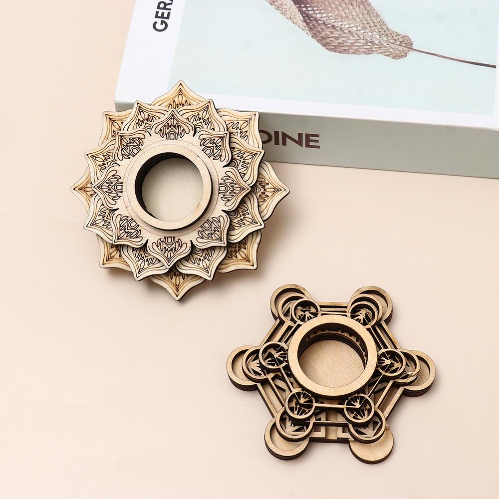 Crafts Lotus Pattern Crystal Carving Crystal Ball Base Wooden Ornaments Meditation Decor Wood Base