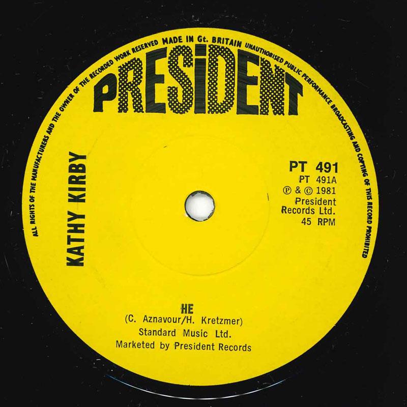 7-дюймовая пластинка KATHY KIRBY - He PT491 President Recor 1981 UK Soul/Funk Б/у