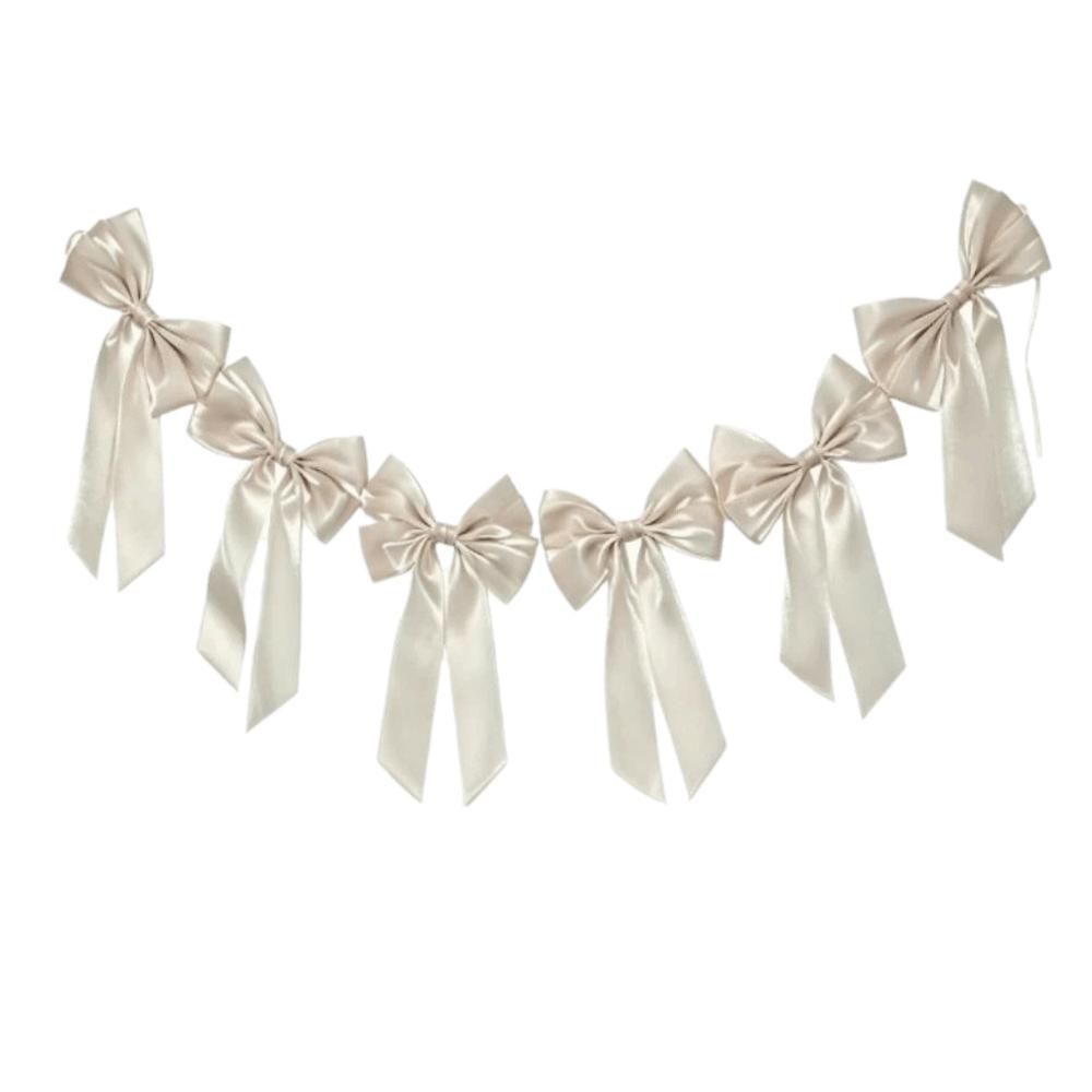 Satin Shiny Christmas Ribbon Bow Flag Home Ornaments Bowknot Banner Pendant  Wedding