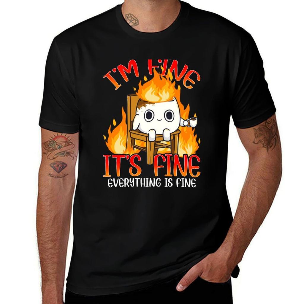 Marshmallow Im Fine Meme Outdoor Unisex Kids Unisex Camping Tshirt Lightweight Print Tshirt