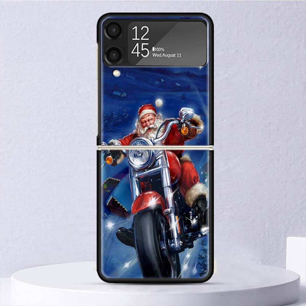 Christmas Santa Claus Present Shockproof Case For Samsung Galaxy Z Flip 7 6 5 4 3 5G Phone Cover Z Flip3 Flip4 Flip5 Flip6 Flip7