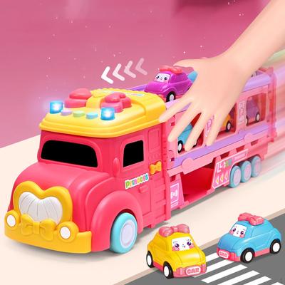 Игрушки грузовик-контейнер с гоночным треком «Принцесса» с 6 мини-машинками, светом и звуком, режим игры на 2 игрока