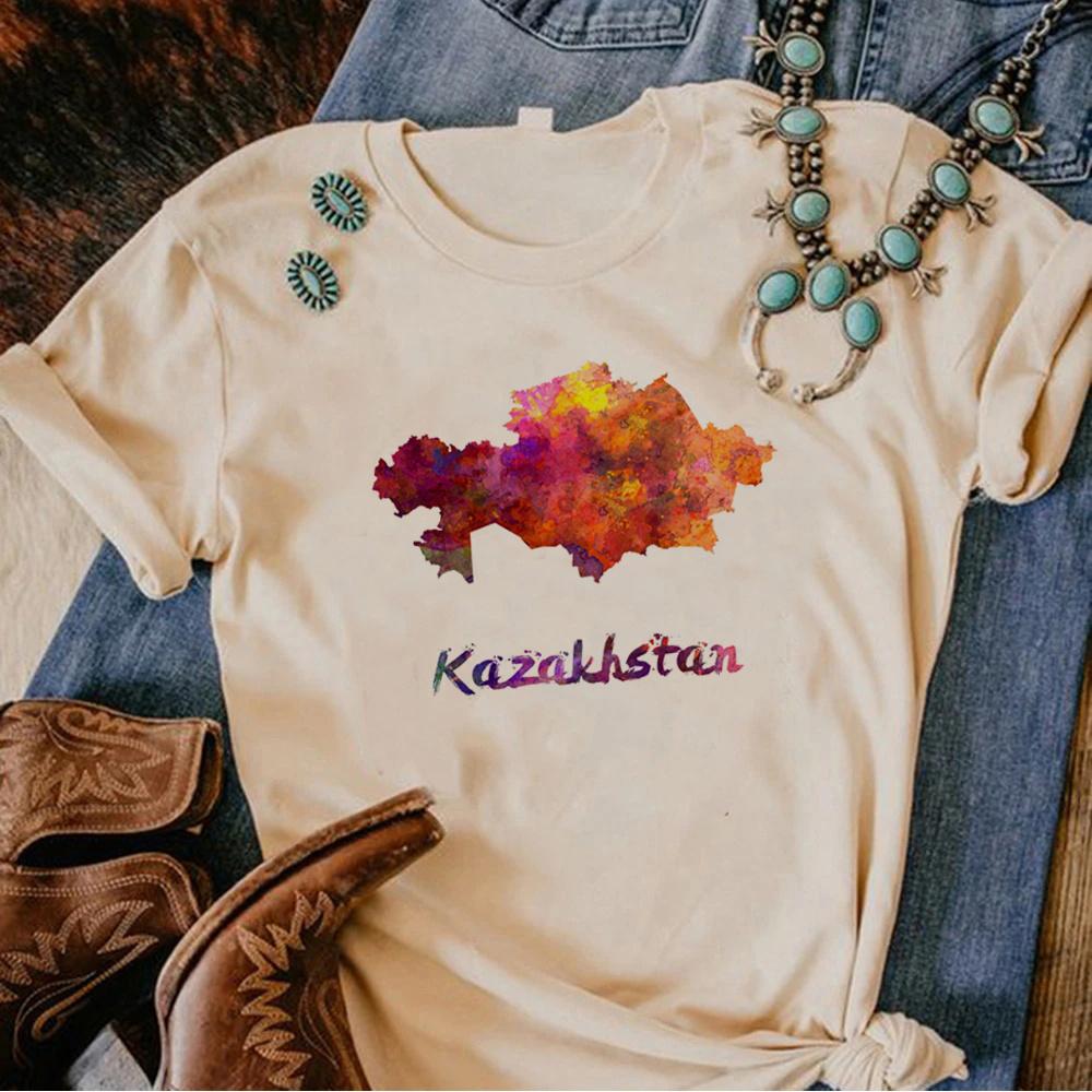Казахстанская футболка женская Y2K футболка для девочек Harajuku забавная дизайнерская одежда