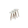 Colorful Triple Nesting Coffee Table Wooden Legs Round Pastel Design White