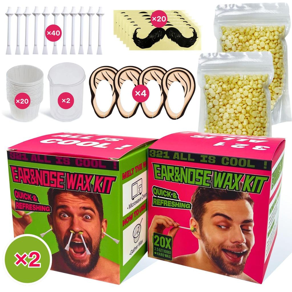 Nose Wax Kit Men, 200g Wax, 40 Applicators for 30-40 Uses. Easy, Quick & Painless Instant Nasal Waxing Kit for Men and Women