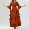 Women's Vintage Solid Color Lace Collar 3/4 Sleeve Cos Dress