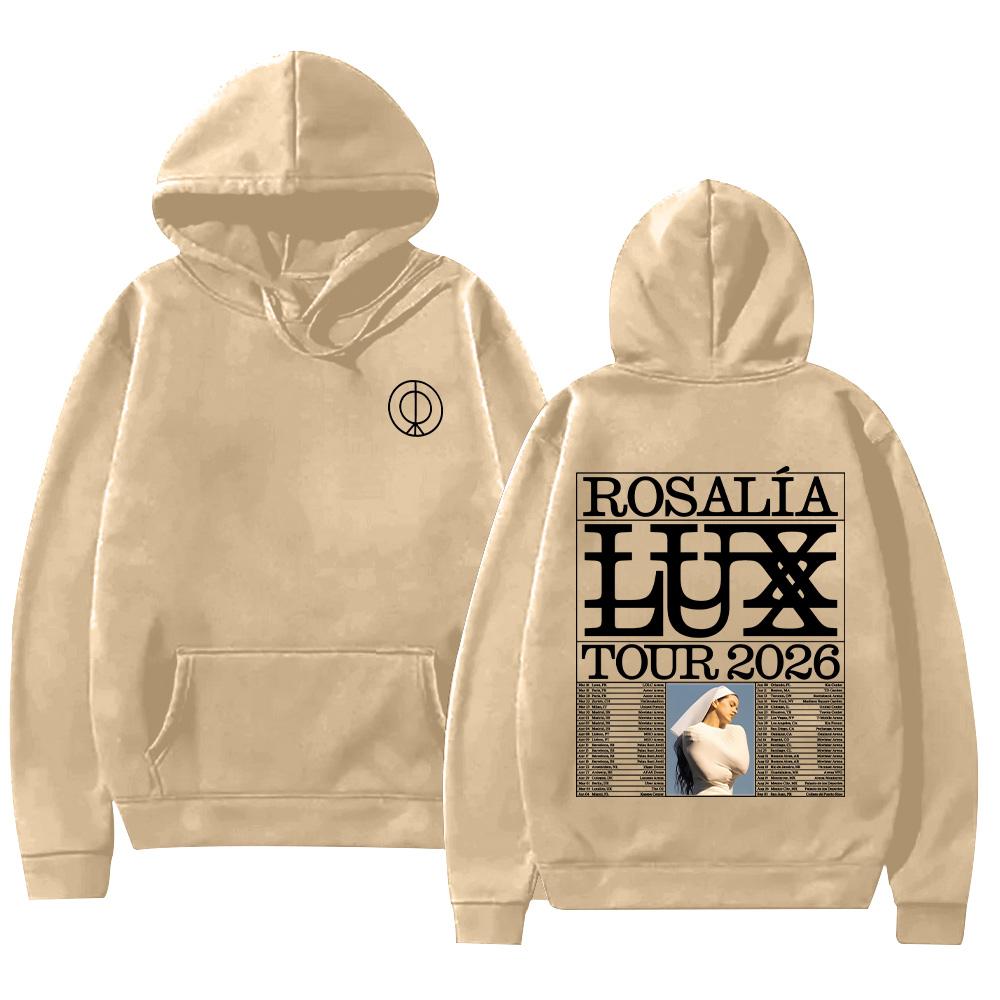 Худи с вырезом Rosalía LUX Худи Rosalía Lux Тур в поддержку альбома Новая одежда с принтом Хип-Хоп Мужская Женская High Street Лонгслив Повседневный Y2K