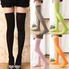 Women Over Knee Sheer Socks Non-Slip Velvet Stockings Thigh High Candy Color Hold Ups Cosplay
