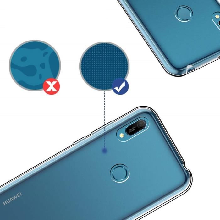 Coque Huawei Y6 2019 - Y6 PRO 2019 - Y6 PRIME 2019 Souple Transparent + Verre Trempé Integral Bord Noir[Phonillico®]