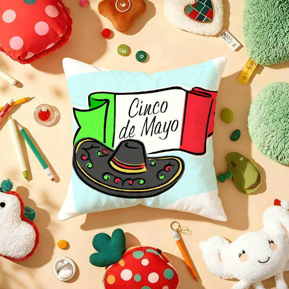 Cinco de Mayo Mexico May 5th Cushion Cover Plush Fabric Soft Double-Sided Printed Sofa Warm Winter Home Child Gift Pillow Case