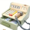 35pcs Wooden Cash Register Playset ,Pretend Play Money,Banking Toy with Assorted Play Money,Interactive Educational Roleplay Set,Perfect Learning Gift