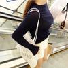 Hot Sale 2024 New Spring Summer Basic Tops Long Sleeve Loose Thin Sexy Blue T-shirt Women Fashion Solid Color Cotton Tee Femme