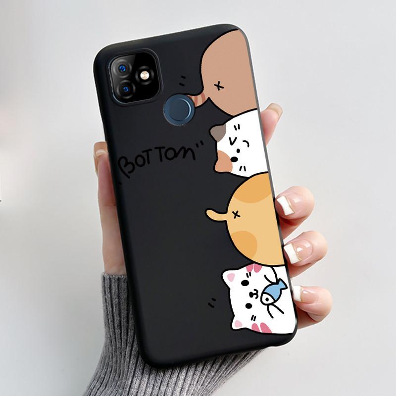 Casing For ITEL P36 Play L6005 Case ITEL Vision 1 Back Cover Aesthetic Cute Cat Fashion Cartoon Soft Black Silicone Phone Case