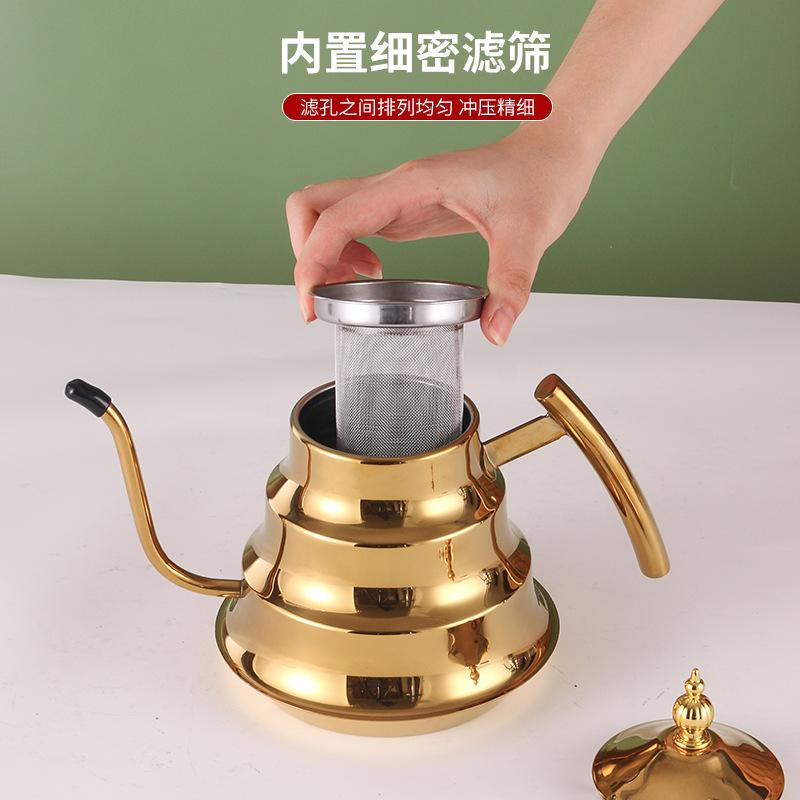 Нержавеющая сталь бамбуковый горшок для отеля, ресторана, отеля, плоский дно, чайник с фильтром, кофейник, холодный чайник
