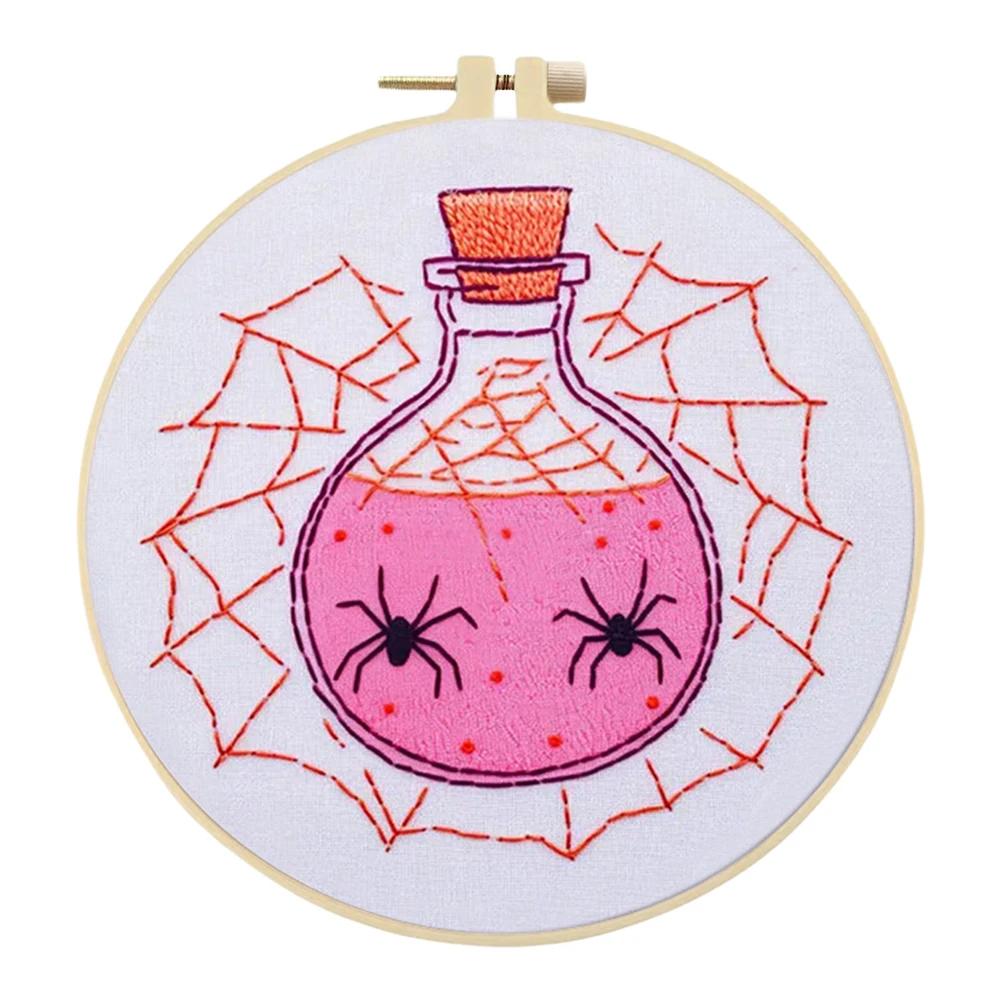 Наборы для вышивания крестом на Хэллоуин с пяльцами, цветной нитью и тканью для начинающих, DIY художественное украшение, наборы для вышивания крестом