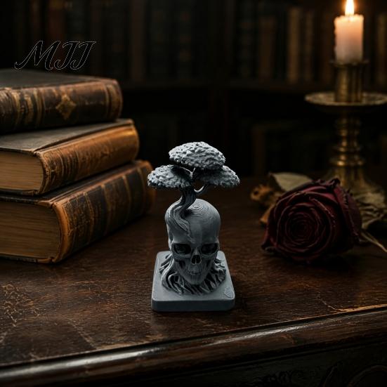 Прочная статуэтка из материала PLA, 3D-печатная фигурка Дерева Жизни Череп, Готический настольный орнамент для Dark Academia, Домашние аксессуары, Декор для офиса,