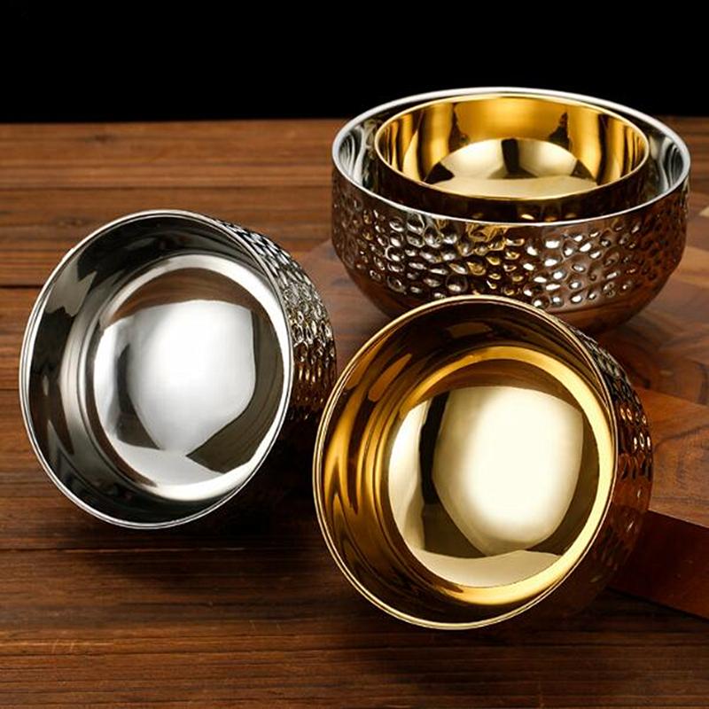 304 Нержавеющая сталь миска для еды горшок для риса блюдо для лапши золотистый двойной слой теплоизоляция бытовой рамен Frutero