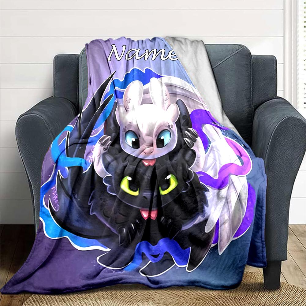 Customiz Name Personality How to Train Your Dragon Toothless Blanket Soft &Warm Sofa Office Bed Travel Lunch Break Blanket, Gift Suitable All Seasons