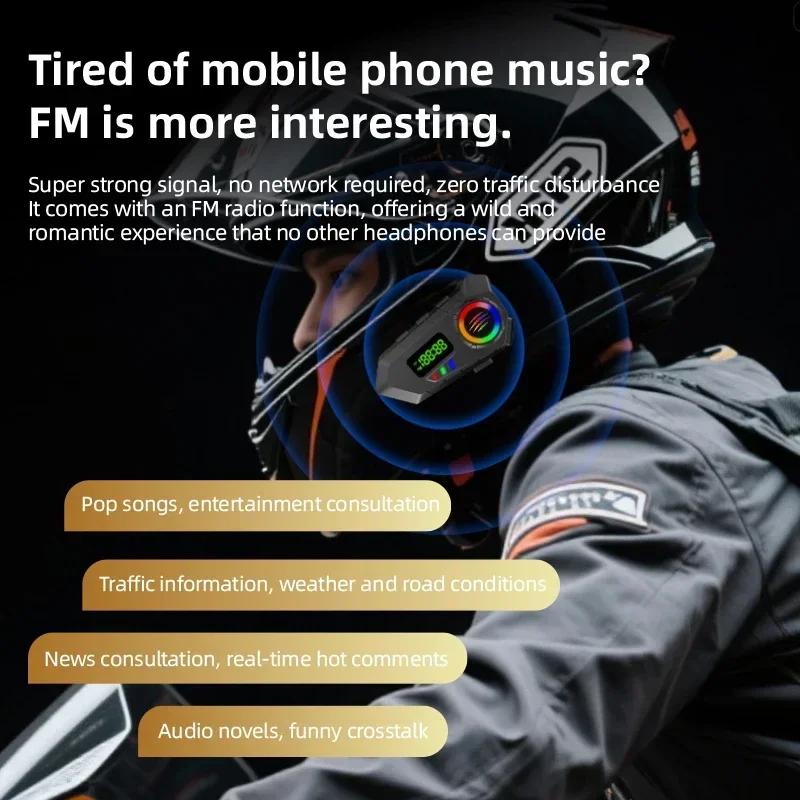 Мотоциклетный шлем Гарнитура Bluetooth 6.0 FM-радио Водонепроницаемый ЖК-дисплей Система связи для мотоциклистов