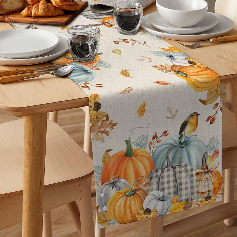 Осенняя дорожка для стола в форме тыквы на День Благодарения, украшение для свадебной вечеринки, скатерть, украшение для стола на Рождество, Рождество, дорожка для стола