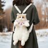 Handmade Unique Ragdoll Cat Shape Backpack Plush Animal Cat Realistic Fashion Gifts for Girls and Cat Lovers Christmas Gifts Valentine's Day Gifts