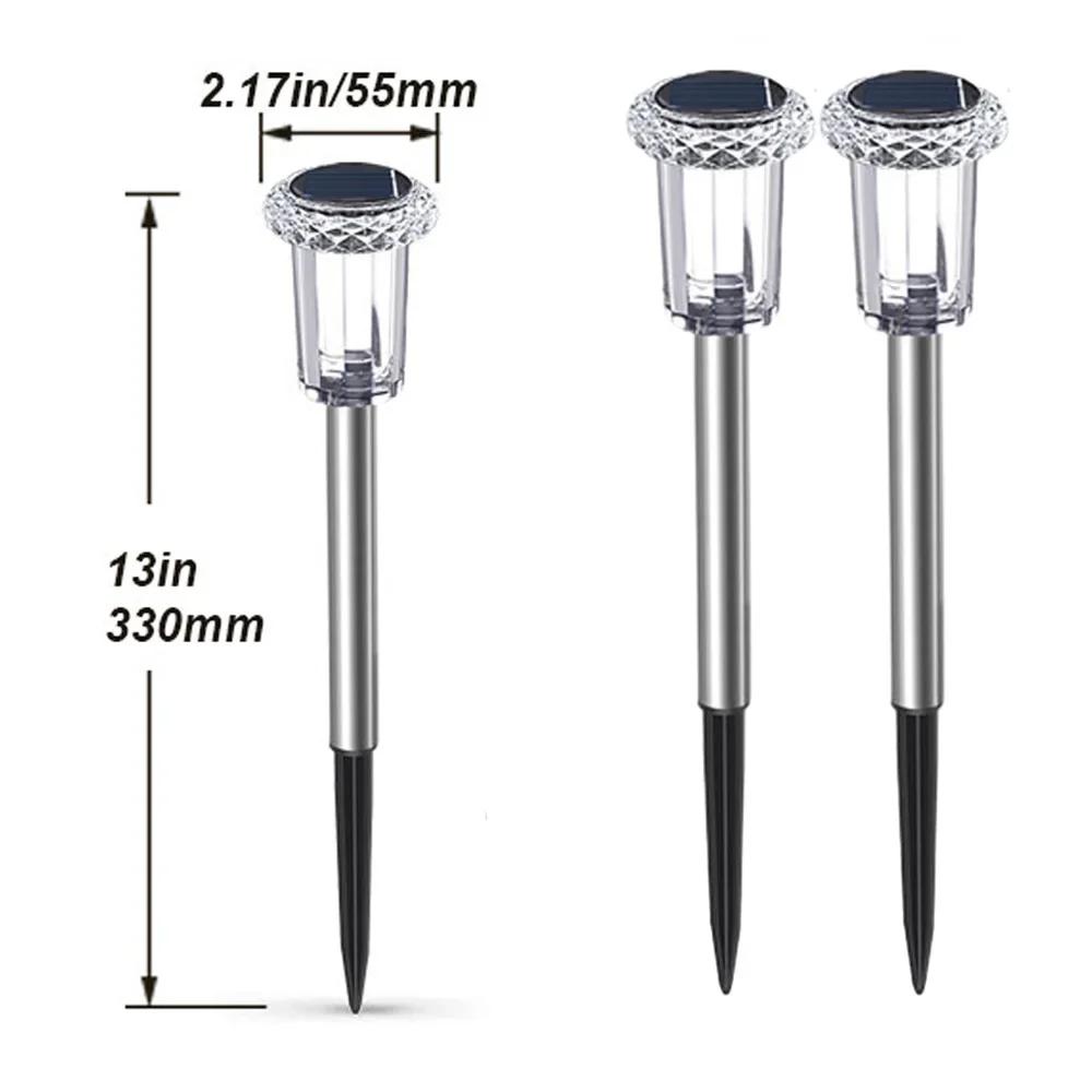 Садовые фонари из нержавеющей стали на солнечной батарее, водонепроницаемые, для наружного освещения дорожек, автоматическое включение/выключение, ландшафтный декор для двора, солнечная энергия