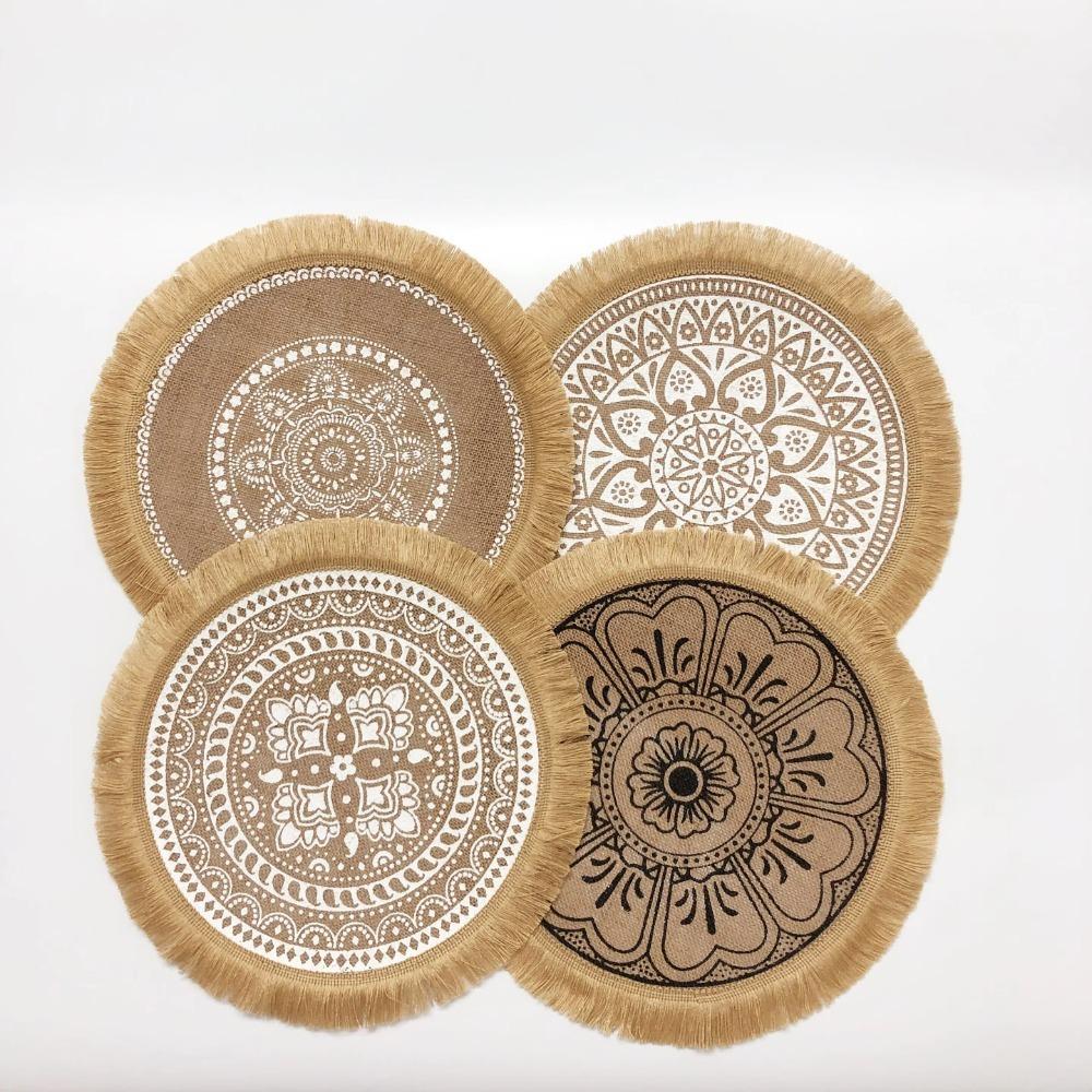Термостойкие плетеные подставки под тарелки, нескользящие подставки под чашки, винтажные круглые подставки для обеденного стола