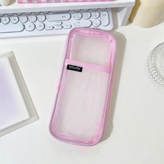 Простой сетчатый тканевый пенал, дышащий, компактный размер, большая емкость, прозрачная сетка, дизайн для хранения