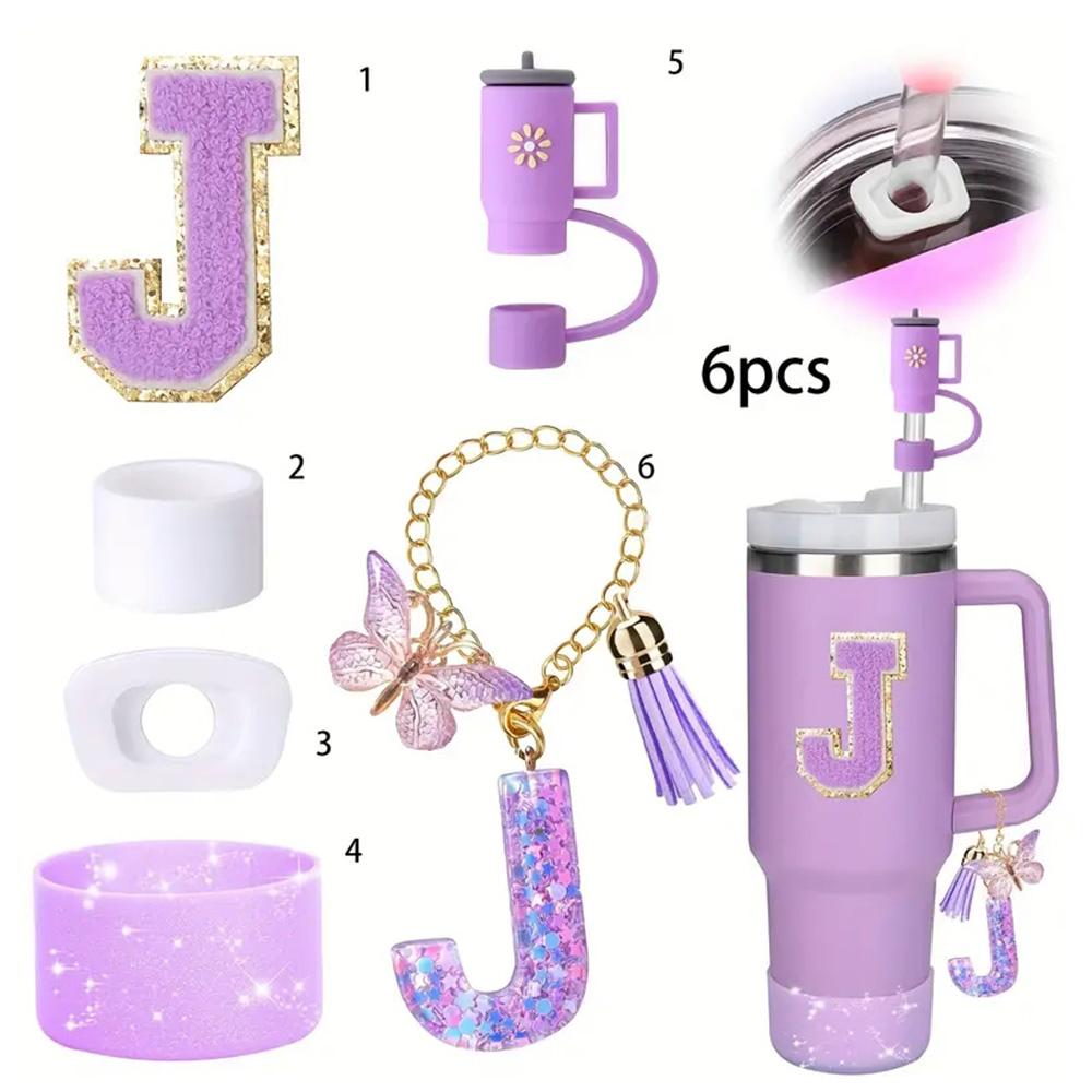 Набор из 6 принадлежностей для стакана Stanley Cup объемом 40 унций с ручкой, включая силиконовую трубочку и чехол, пробку, предотвращающую проливание