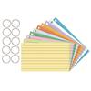 Цветные учетные карточки Флэш-карточки с металлическим кольцом Гладкое письмо Утолщенная бумага Карточки для заметок без растекания чернил Карточки для изучения в линейку