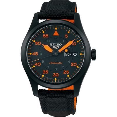 Мужской SBSA143 (5SPORTS Field Street Style Mechanical Мужской нейлоновый ремешок) Круглые часы черного цвета