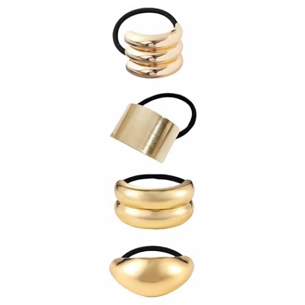 Holder Irregular Shape Metal Hair Cuff Golden Color Geometric Charms Ponytail Holder Silver Metal Elastic Scrunchies Women