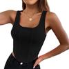 Women Summer Casual Irregular Solid Color Bare Midriff Vest Crop Top