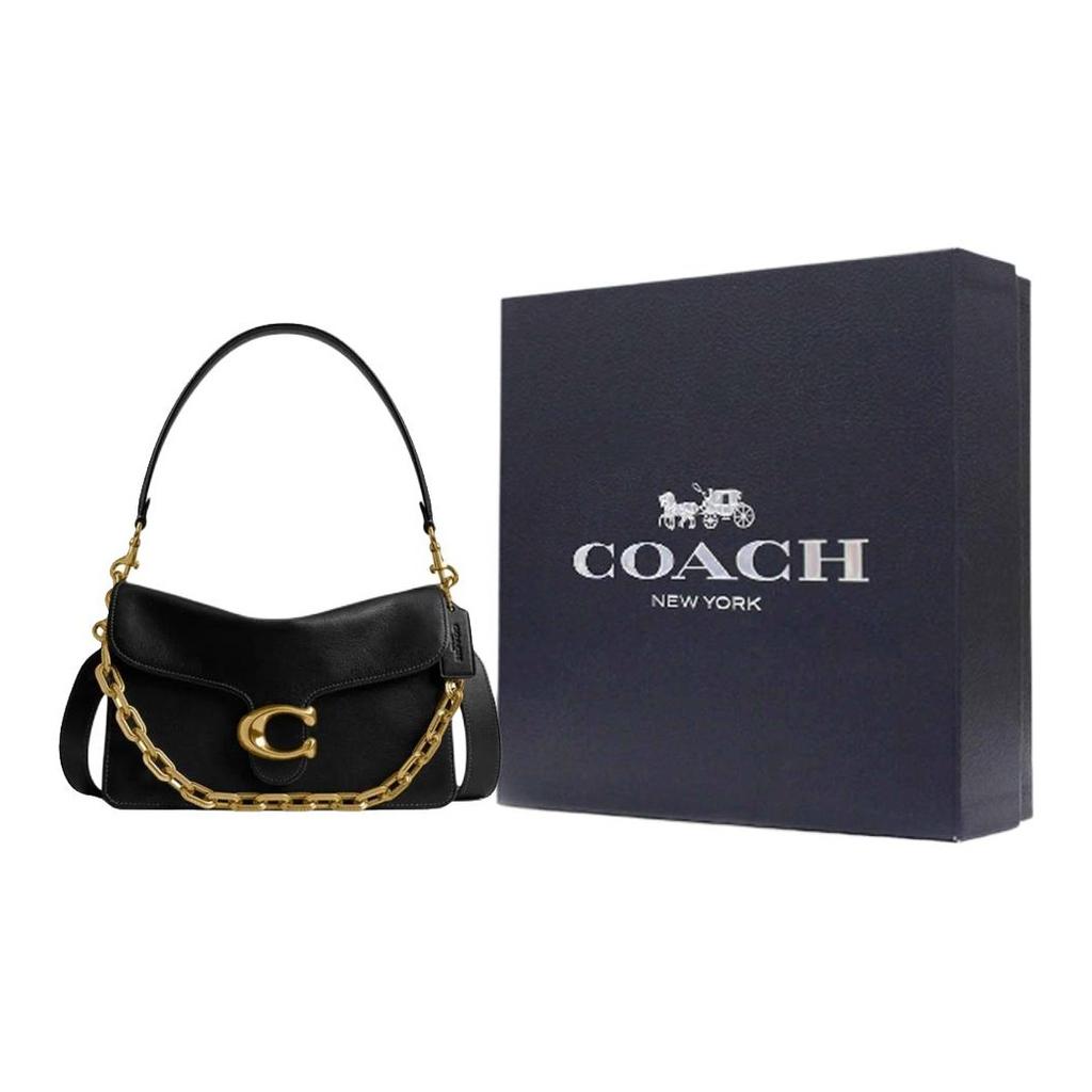 Coach Цепочка Табби 26 Съемный ремень-цепочка на плечо Кожаная сумка на плечо Средняя женская сумка на плечо Черная CY919-B4BK