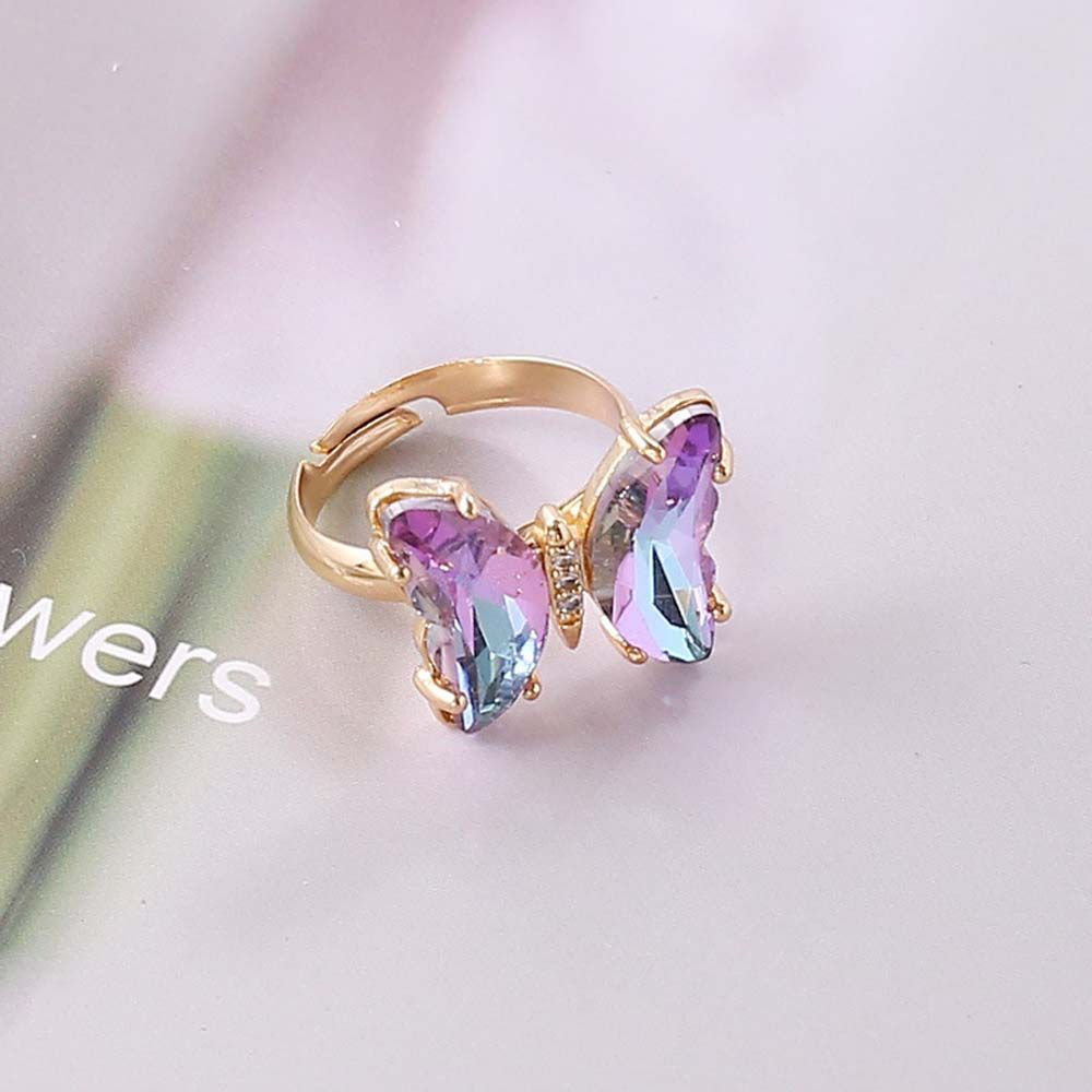 Personality Women Girls Korean Butterfly Open Ring Crystal Fashion Jewelry Finger Rings