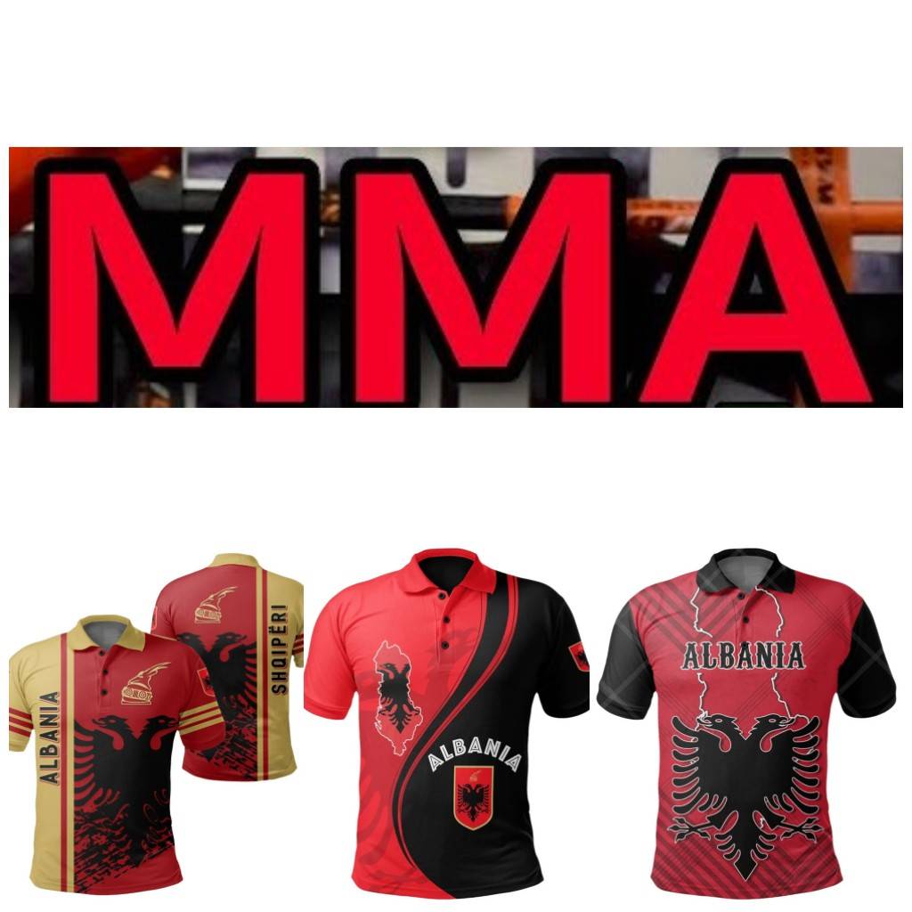 Футболка-поло MMA Kick Boxing Muay Thai UFC с 3D-принтом, национальным флагом страны, ретро, винтажным символом Албании, эмблемой орла для мужчин и женщин, унисекс, с коротким рукавом