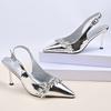 Модные женские летние туфли-лодочки из лакированной кожи на шпильке с острым носком, ремешком с пряжкой из страз и закрытым носком