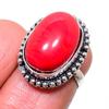 Red Coral Handmade 925 Sterling Silver Jewelry Ring Size 5 q4R22