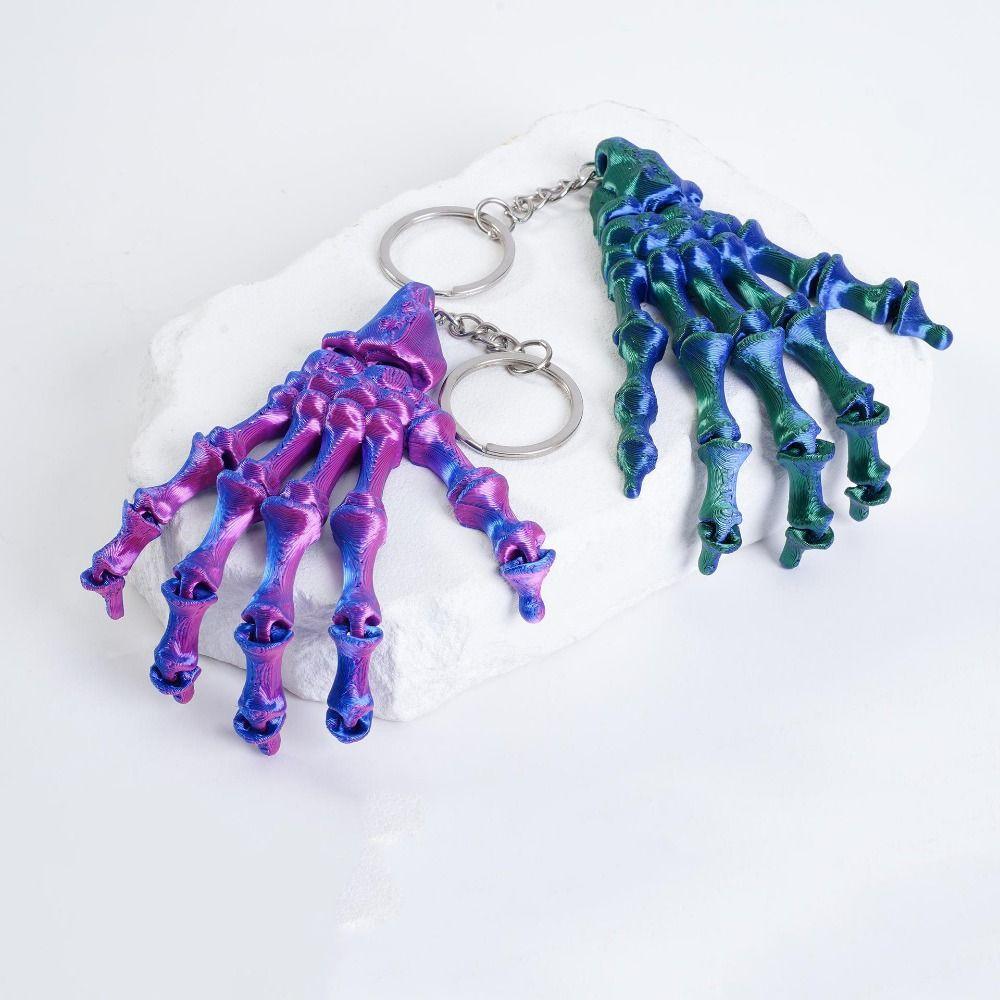 Handmade Movable Skeleton Hand Novelty Glowing Skeleton Hand Pendant Skull Hand Key Ring Desk Toy