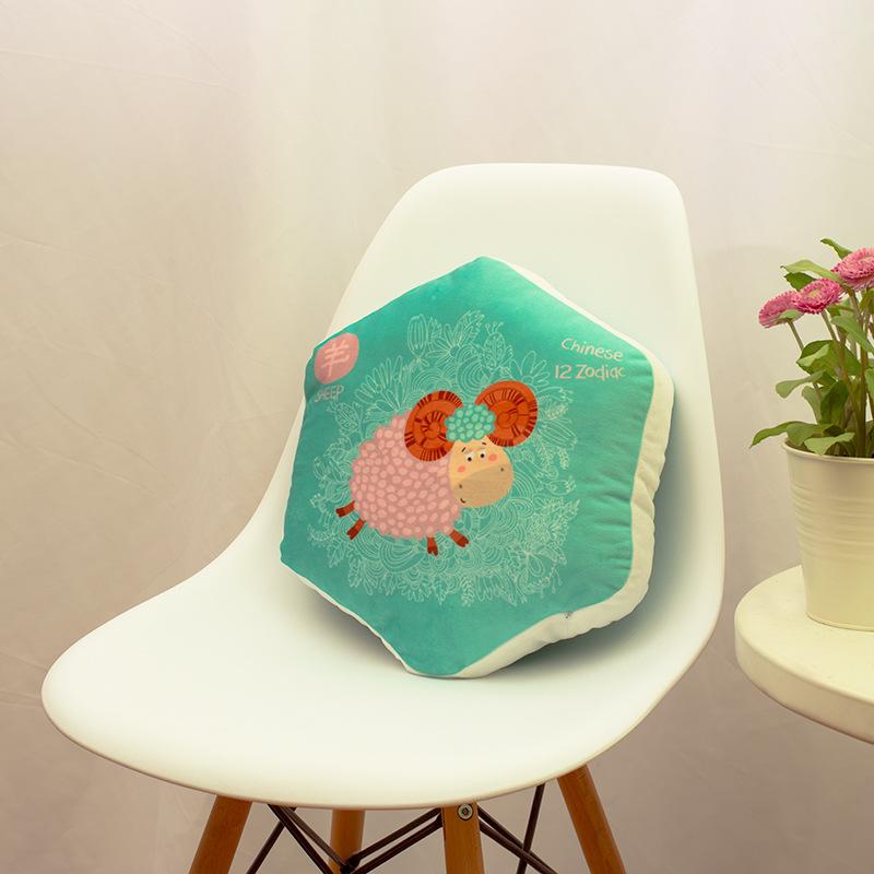 Шестиугольная подушка Двенадцать знаков зодиака Подушка-сердечник Мультяшная Кристальная Супермягкая Тканевая Подушка Домашняя Прикроватная Спинка