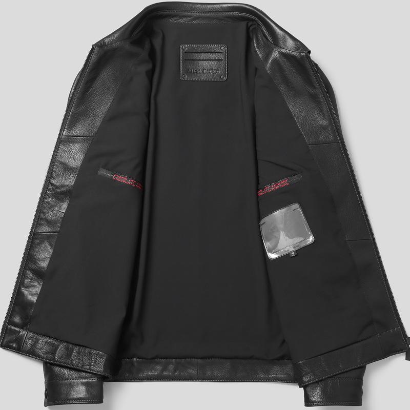 Lapel Leather Jacket Men's Goatskin Men's Coat Popular Single Leather Jacket High Sense