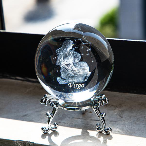 H & D 3D Созвездие Хрустальный Шар Сфера Дисплей Стекло Пресс-папье Волшебный Шар Исцеляющий Хрустальный Шар С Подставкой Для Креативного Подарка На День Рождения