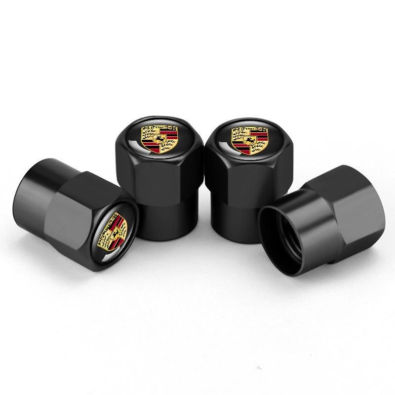 AFUHD1 4Pcs Metal Car Wheel Tire Valve Tyre Valve DustProof Cover For Porsche Macan Panamera Cayenne Taycan Boxster Cayman 911 Stickers