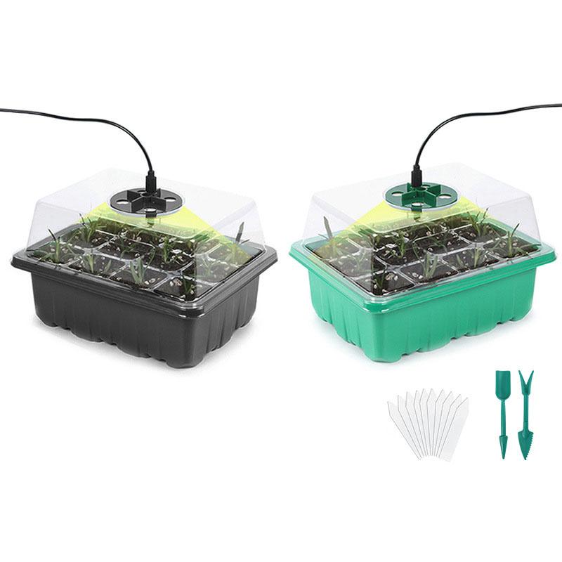 1 упаковка лотков для рассады с подсветкой, наборы лотков для рассады с регулируемыми куполами влажности и USB-кабелем для передачи данных