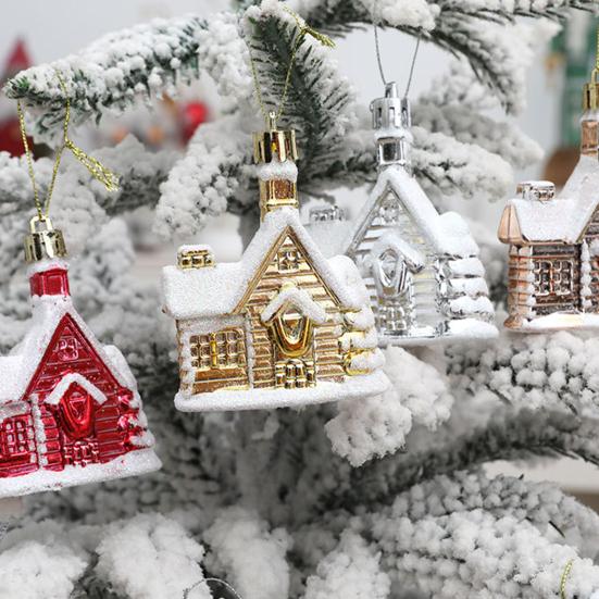 4 шт. рождественские подвески в форме снега, уютный дом, новогодний гальванический орнамент для рождественской елки, многоразовые подвески из нержавеющей стали, праздничный подарок