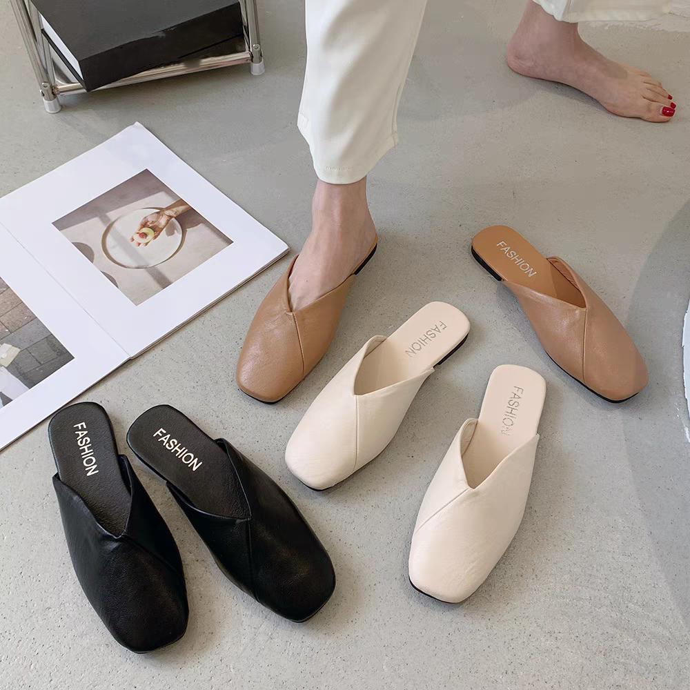 Полутапочки с закрытым носком, женские уличные тапочки, полутапочки без каблука, лоферы, сандалии Muller